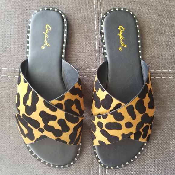New! Kazen Black Leopard Sandals - Picture 6 of 6
